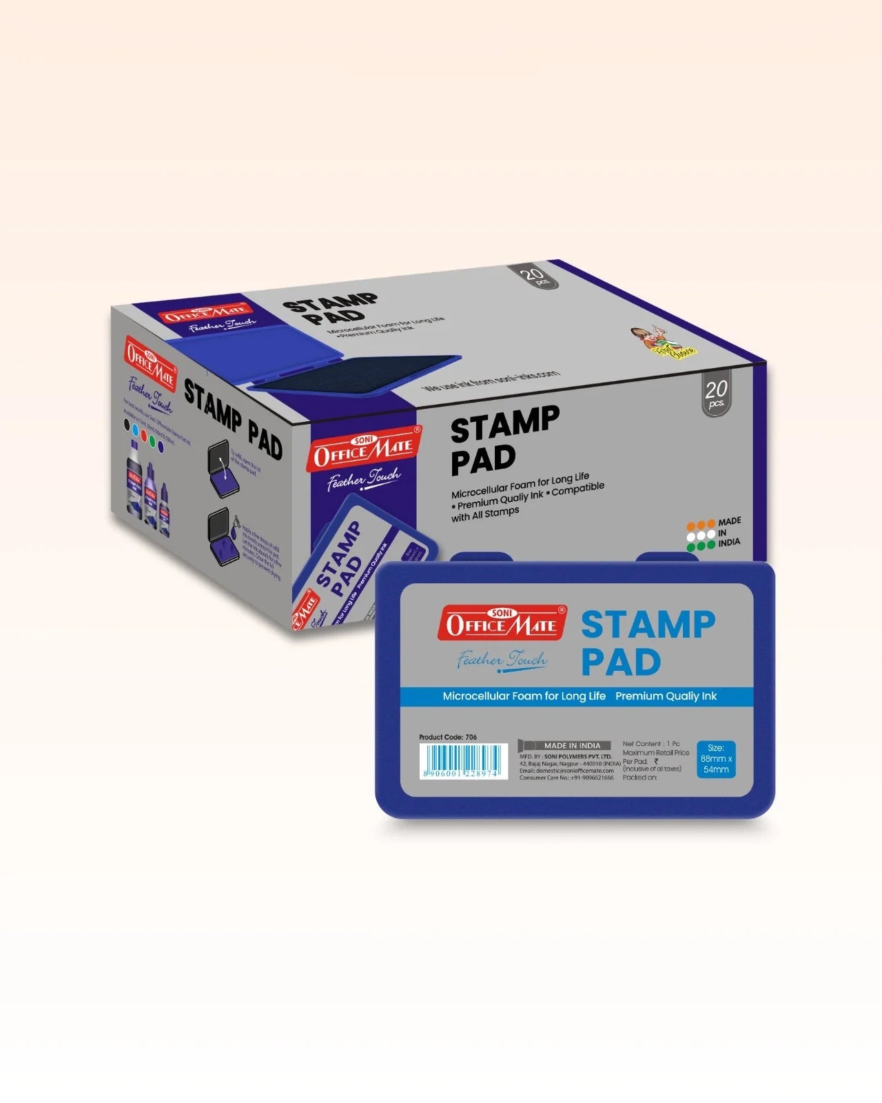 Stamp Pad – Blue, Long-Lasting Impressions, Quick-Drying Ink for Any Project