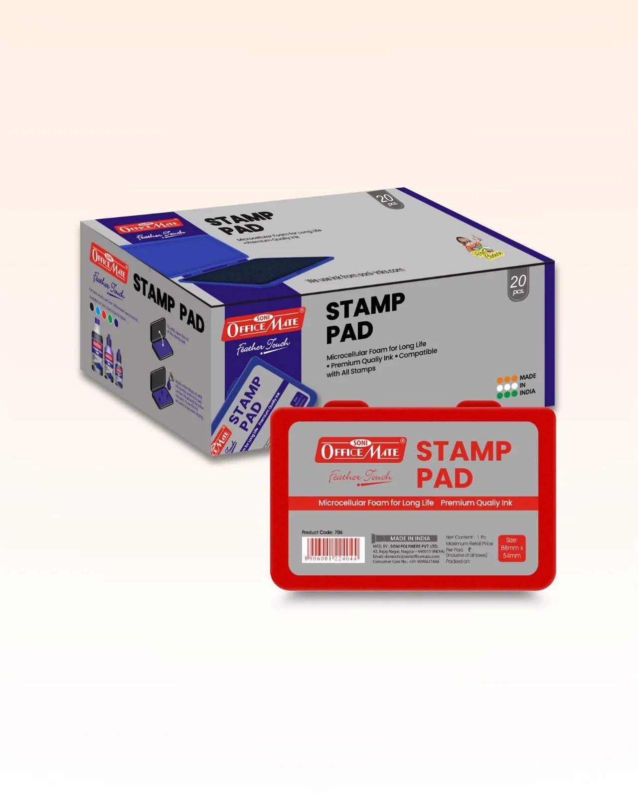 Stamp Pad – Red, Long-Lasting Impressions, Quick-Drying Ink for Any Project