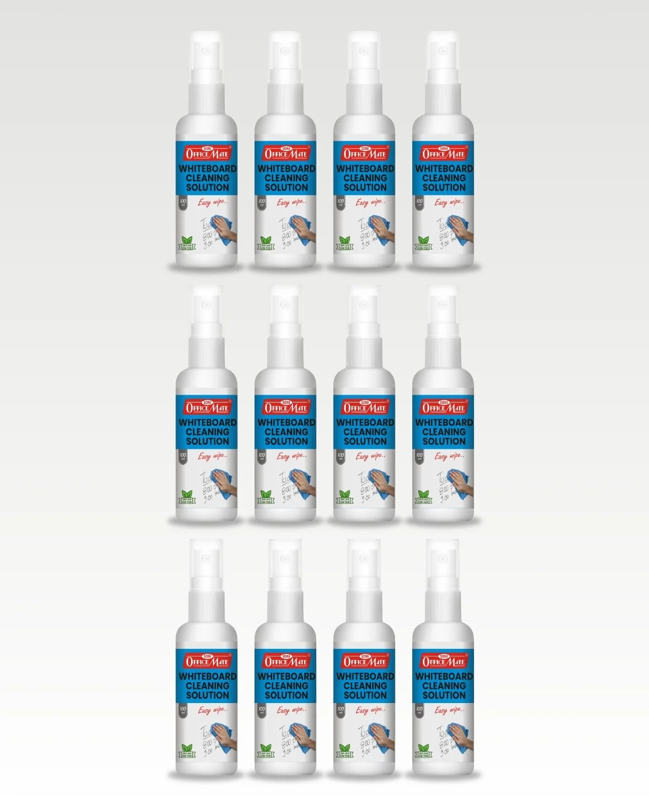 Whiteboard Cleaning Solution (100ml) (12pcs), Spotless Wipes, Eco-Friendly