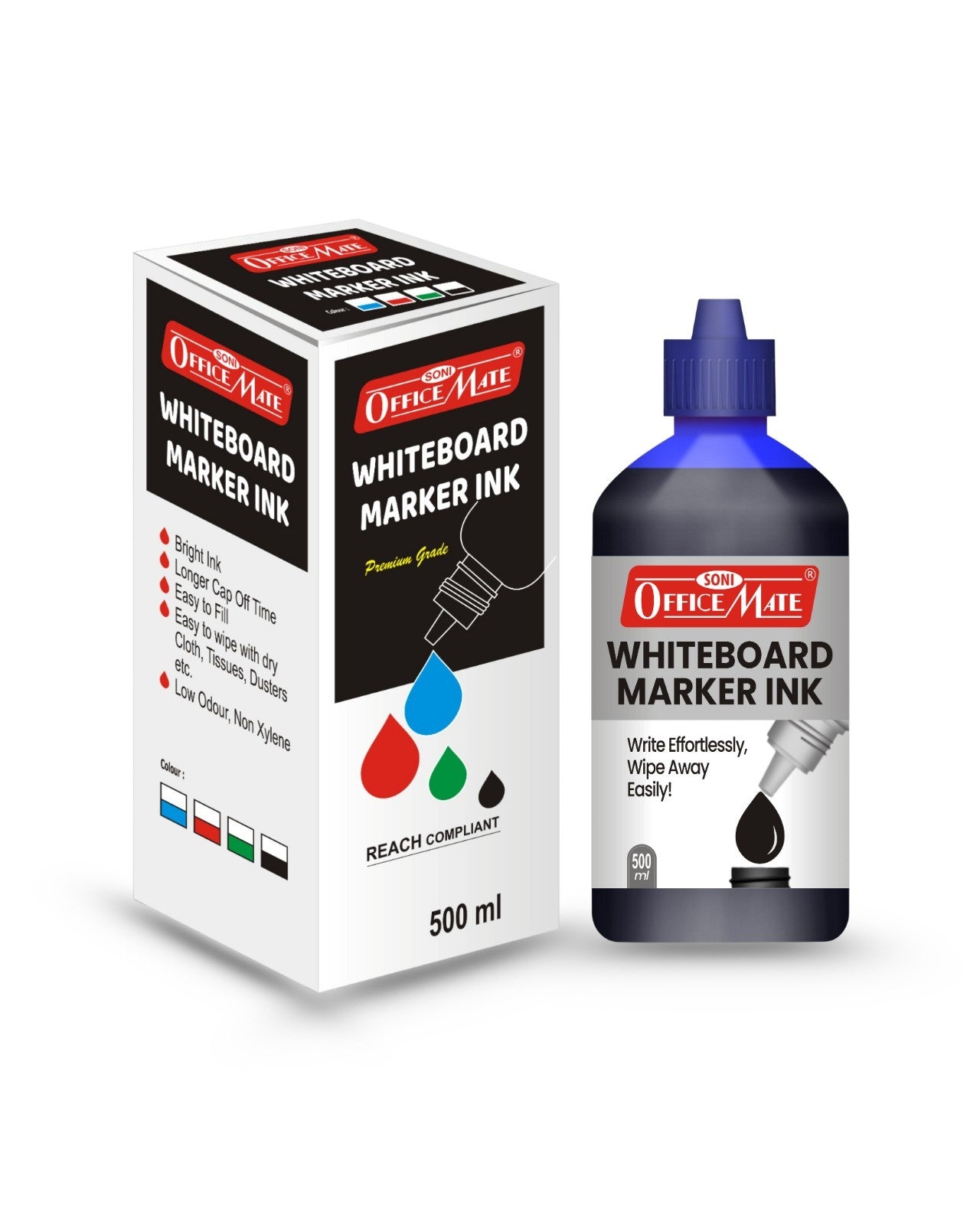 Whiteboard Marker Refill Ink - 500 ml (1pcs), Bright Colours, Eco-friendly