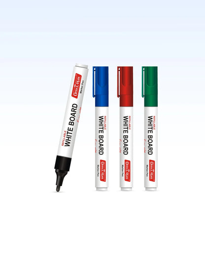 Refillable Whiteboard Markers – Vibrant Colours, Eco-friendly, Easy Wipe