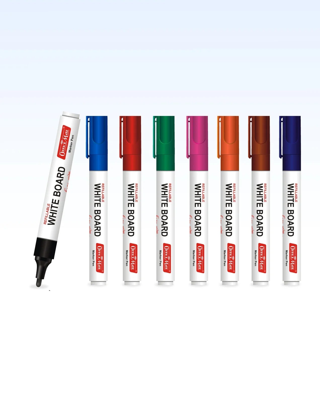 Refillable Whiteboard Markers – Vibrant Colours, Eco-friendly, Easy Wipe