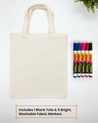 DIY Tote Bag Kit, DIY Art & Craft Kit for Kids, Students & Adults, Safe, Washable & Fun for Home, School, or Gifting