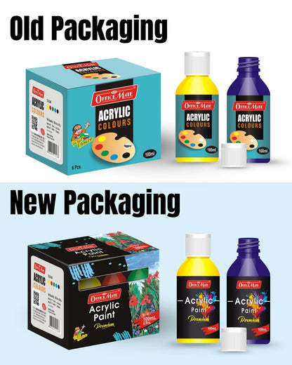 Acrylic Paint Colors (100ml) – Pack of 6, Vibrant Colours, Fast Drying