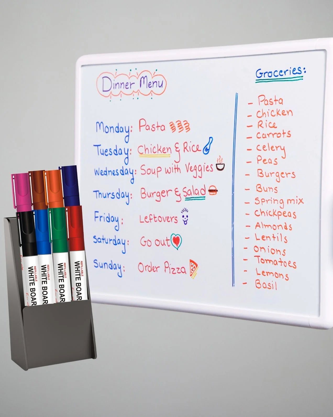Refillable Whiteboard Markers – Vibrant Colours, Eco-friendly, Easy Wipe