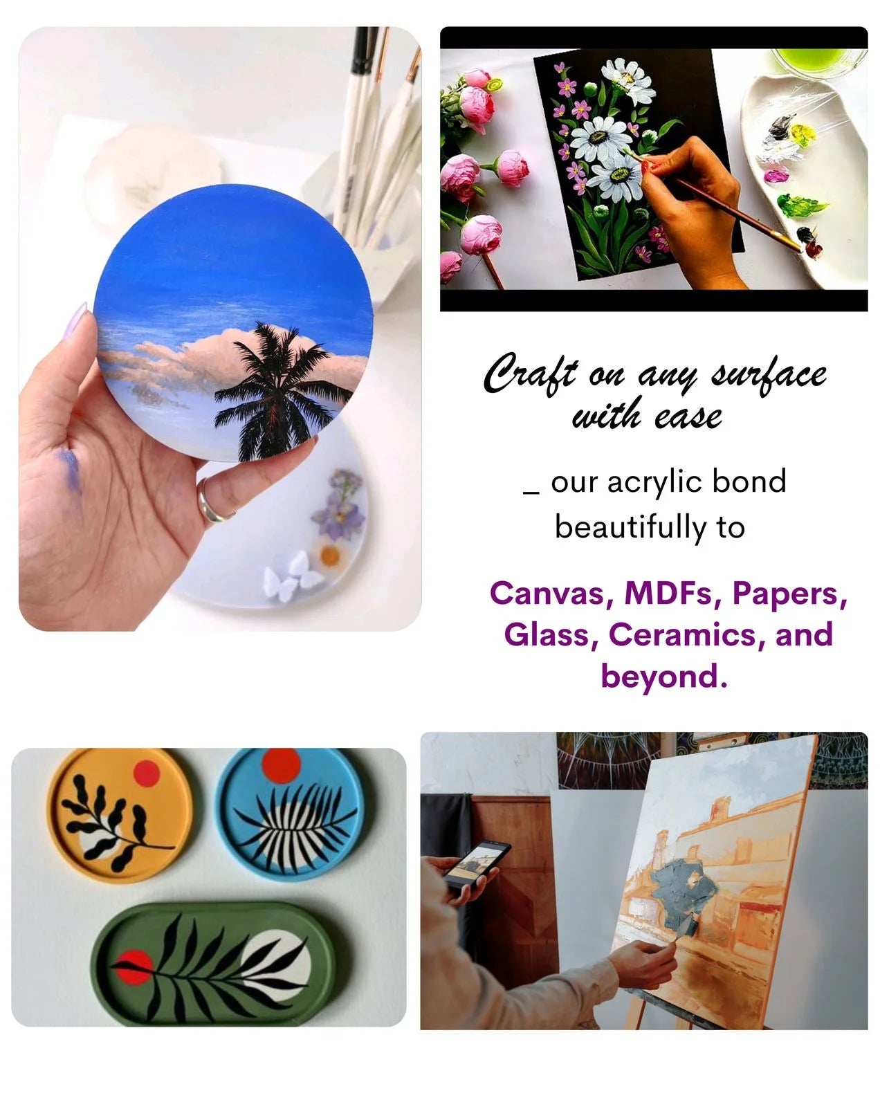 Acrylic Paint Colors (100ml) – Pack of 6, Vibrant Colours, Fast Drying