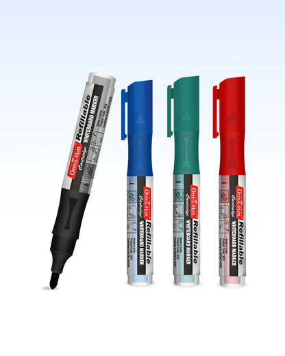 Whiteboard Markers with Refillable Cartridges (Pack of 4) – Eco-Friendly, Lasts Longer
