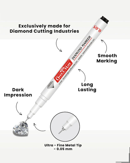 Diamond Marker (4pcs), Ultra-Fine 0.05 mm Tip for Precision Marking on Diamond & Glass, Permanent, Fade-Resistant, Smooth Application