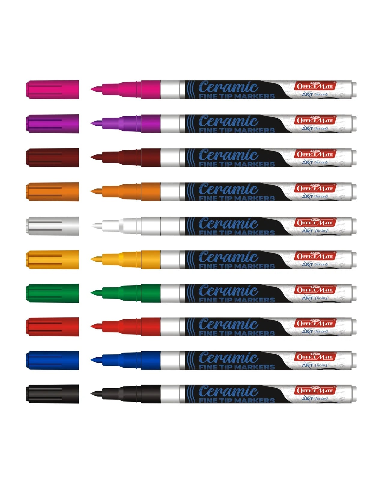 Fine Tip Ceramic Marker Set (10pcs) – Ideal for Ceramic Art, Smudge proof Ink  