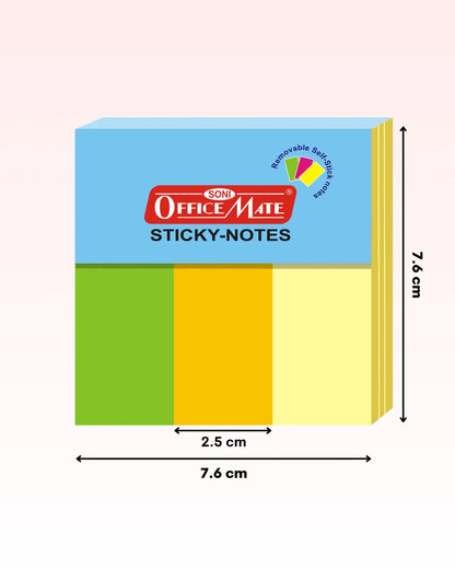 Fluorescent Sticky Note Pads – 100 Sheets (25mm x 76mm x 3), Bookmarks, Text Highlighter