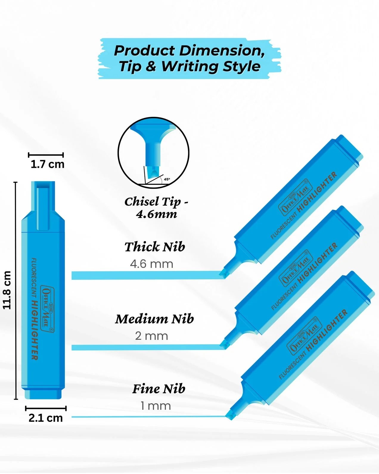 Fluorescent Highlighters (10pcs) – Vibrant Colors, Smooth Flow, 3x Longer Lasting