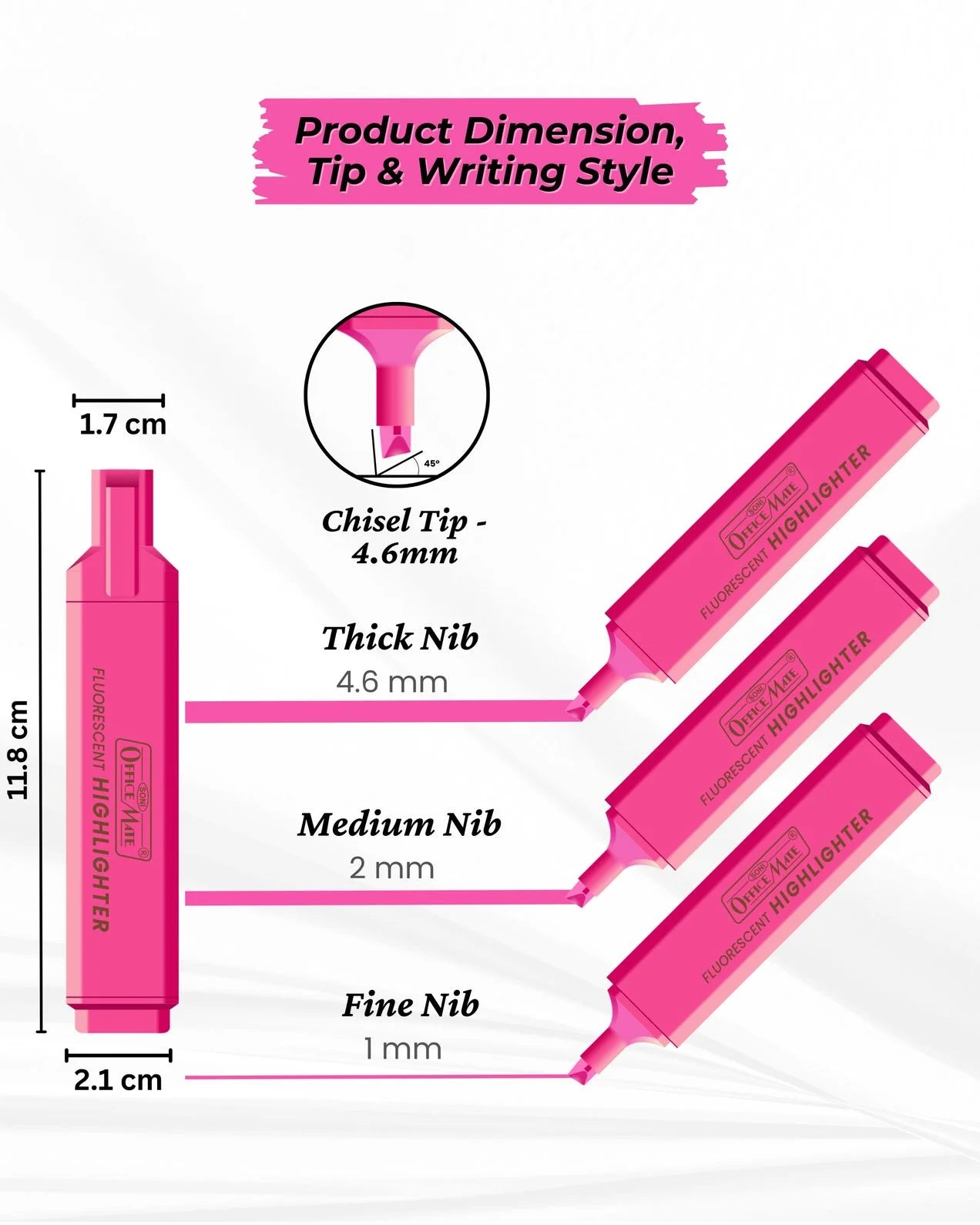 Fluorescent Highlighters (10pcs) – Vibrant Colors, Smooth Flow, 3x Longer Lasting