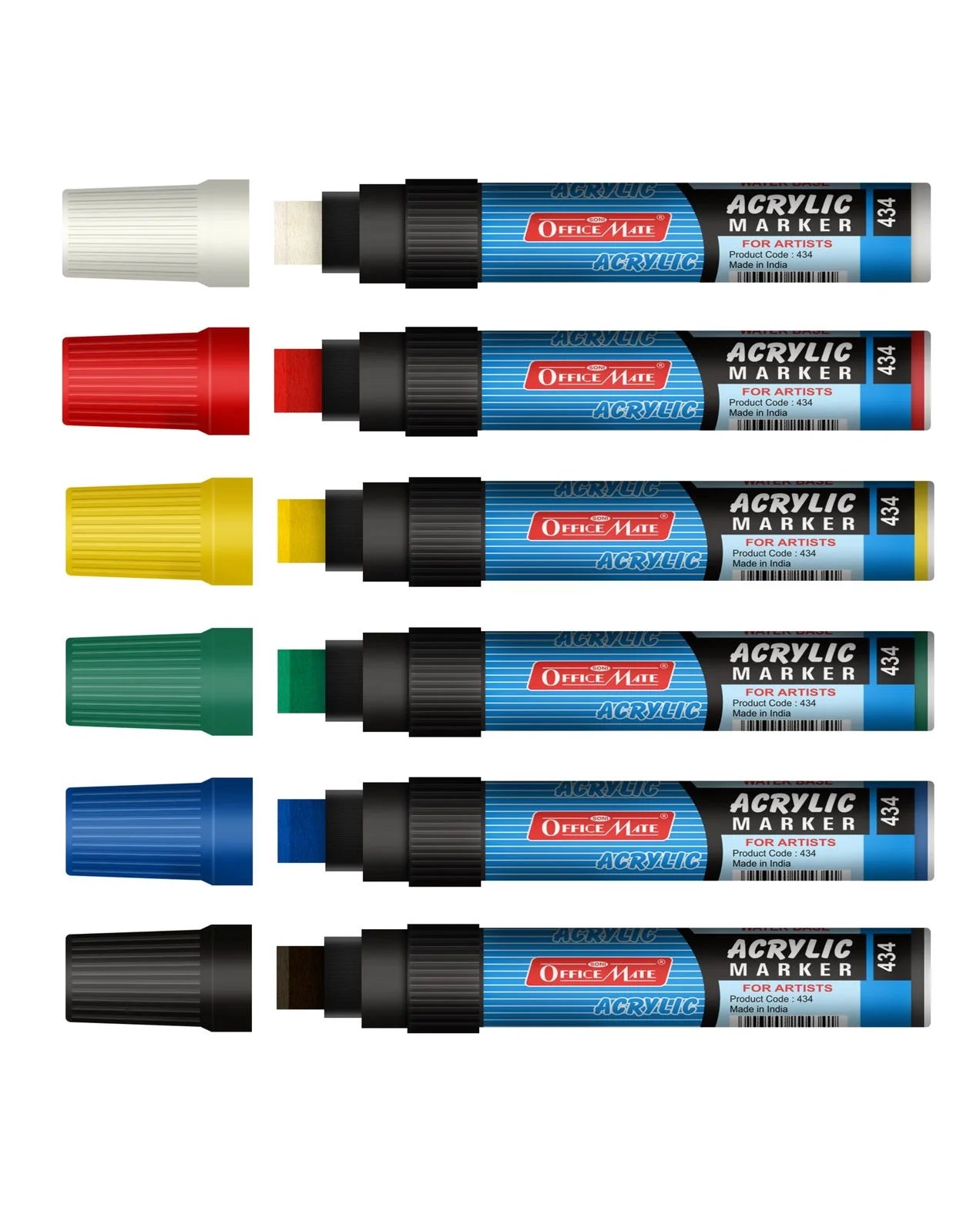 Jumbo Acrylic Marker (6pcs) Water-Based Marker, Wide Tip, Easy to Use
