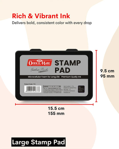 Stamp Pad – Black, Long-Lasting Impressions, Quick-Drying Ink for Any Project