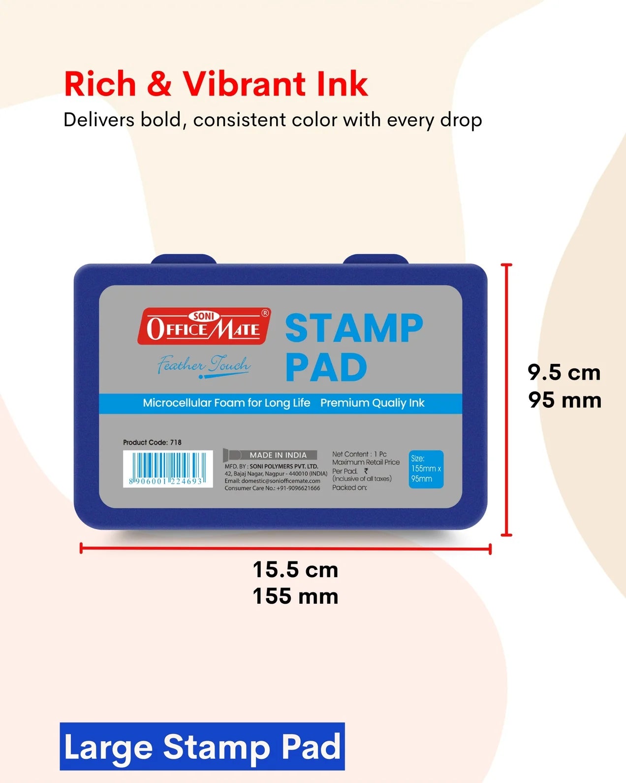 Stamp Pad – Blue, Long-Lasting Impressions, Quick-Drying Ink for Any Project