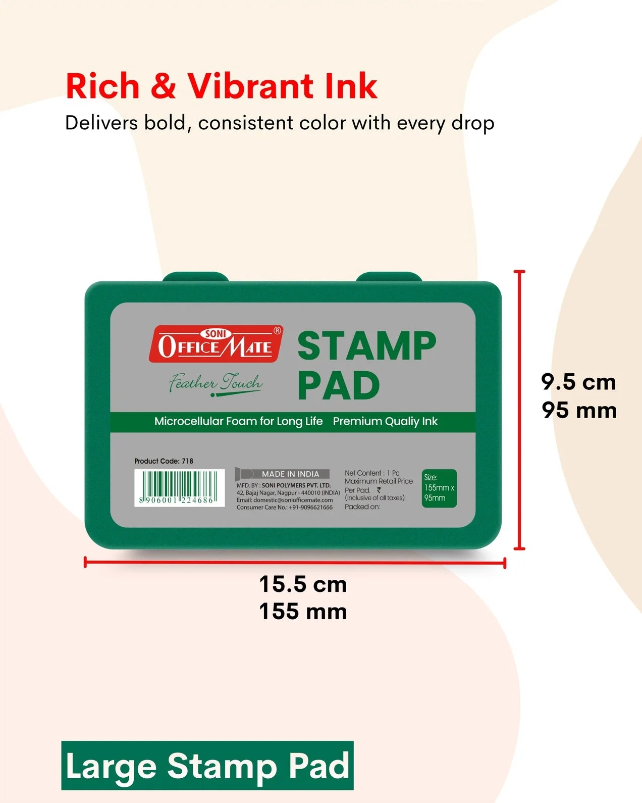 Stamp Pad – Green, Long-Lasting Impressions, Quick-Drying Ink for Any Project