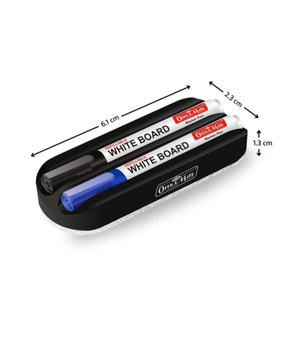 Magnetic Whiteboard Duster with 2 Marker Slots (Without Markers), Ultimate Convenience, Multipurpose