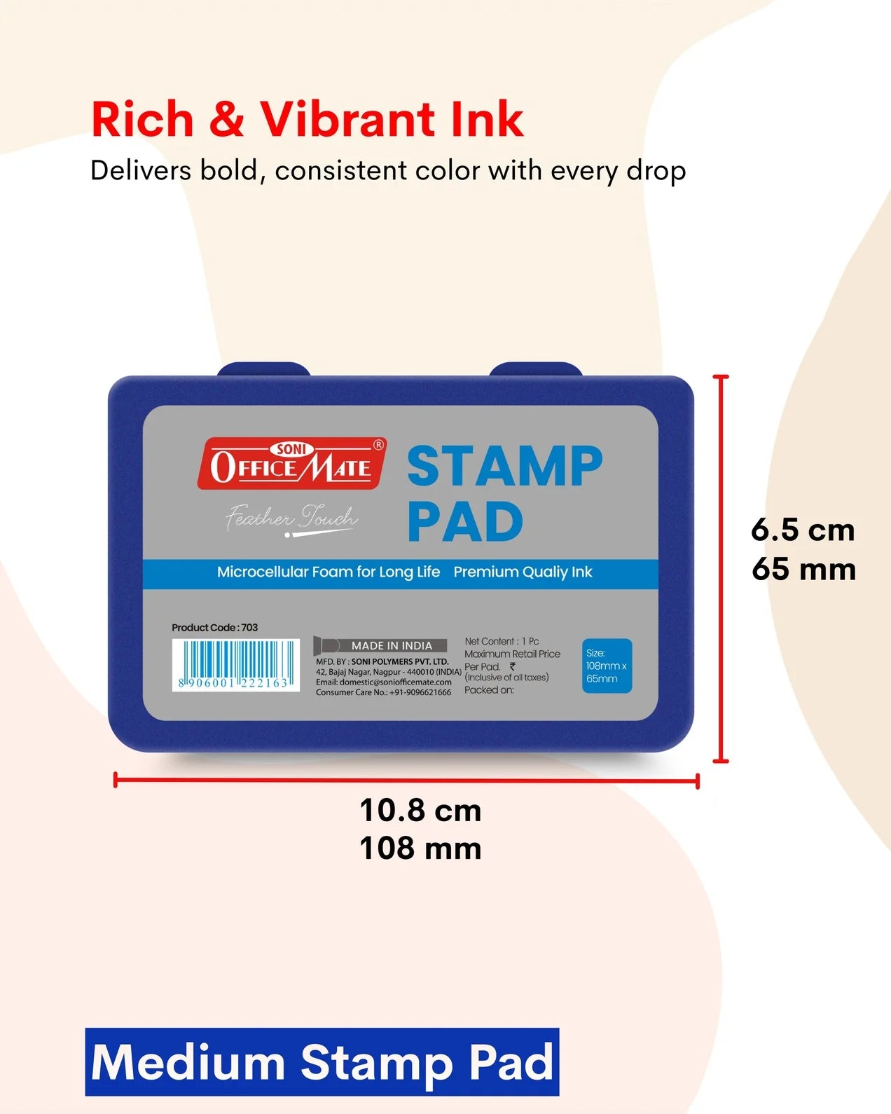 Stamp Pad – Blue, Long-Lasting Impressions, Quick-Drying Ink for Any Project
