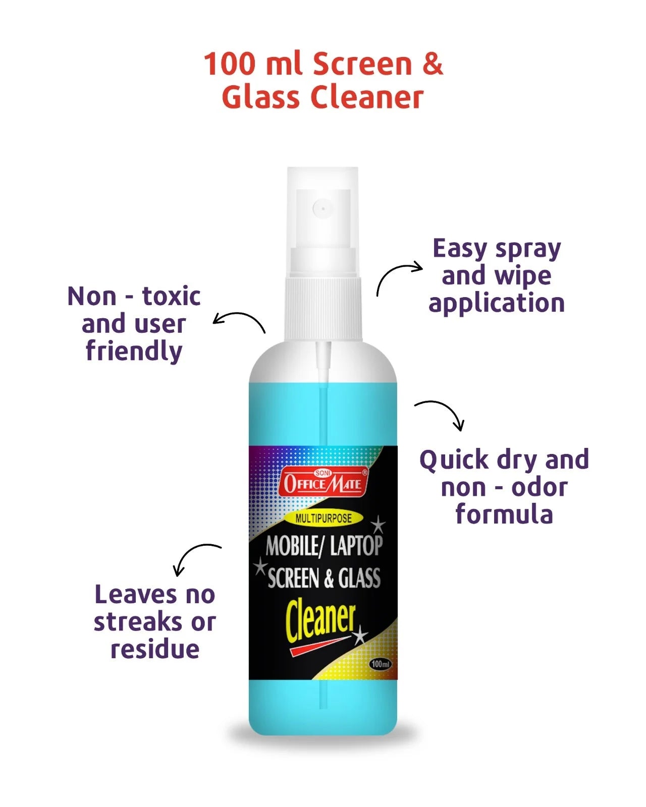 Multipurpose Mobile/Laptop Screen & Glass Cleaner (100ml) (12pcs), Spotless Wipes, Eco-Friendly