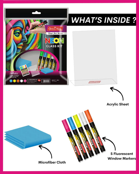 Neon Glass Kit, Bright, Bold Designs for Creative Window Art