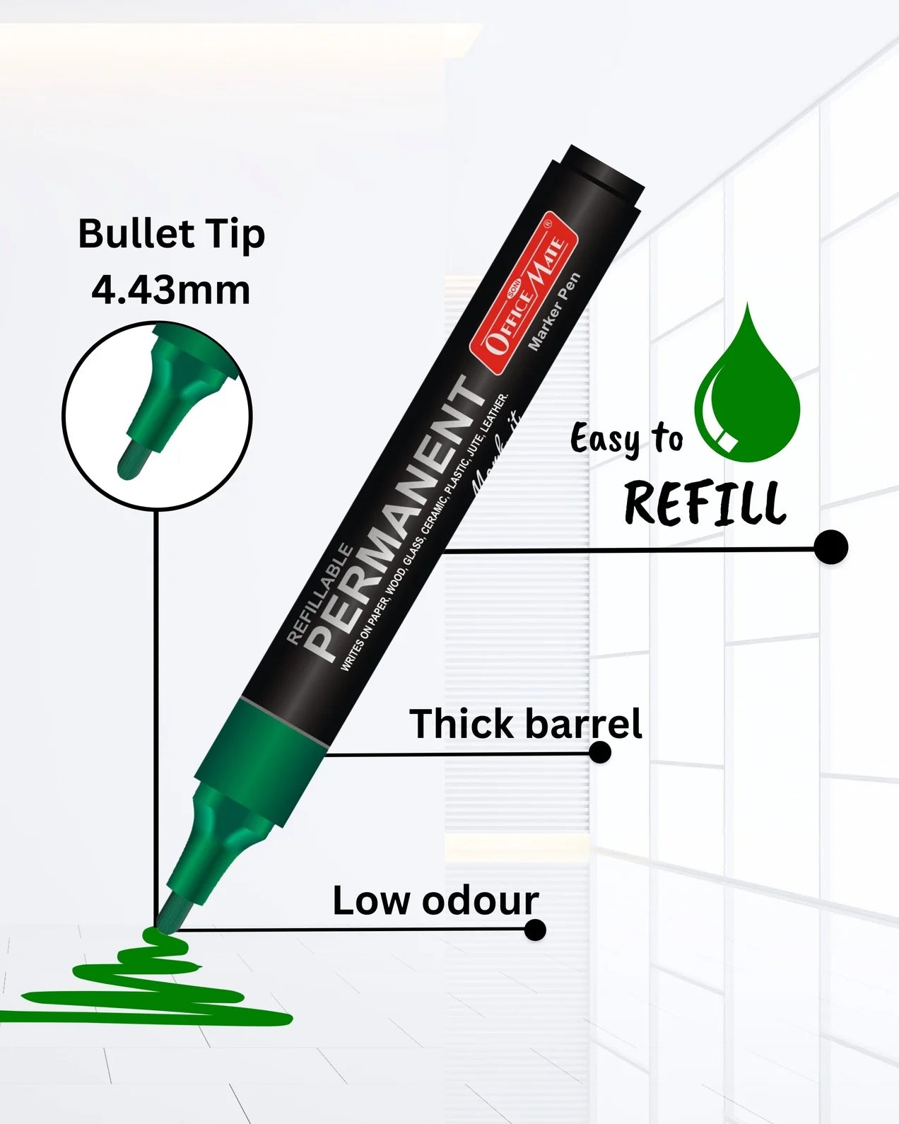 Refillable Permanent Markers, Versatile Use, Quick-Drying, Multi-Surface Markers