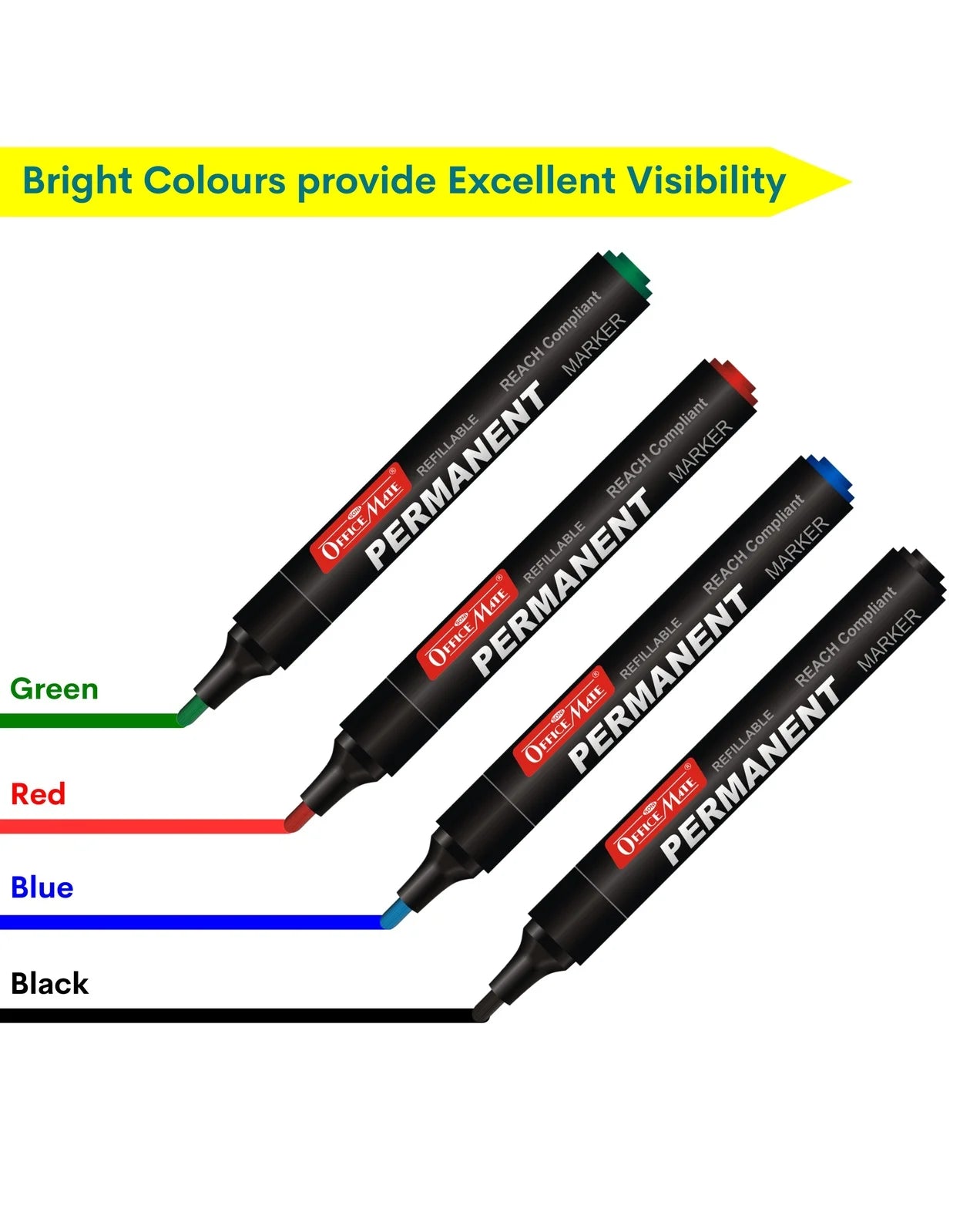 Regular Permanent Markers (Anti-Roll Cap), (10 pcs), Versatile Use, Quick-Drying, Multi-Surface Markers