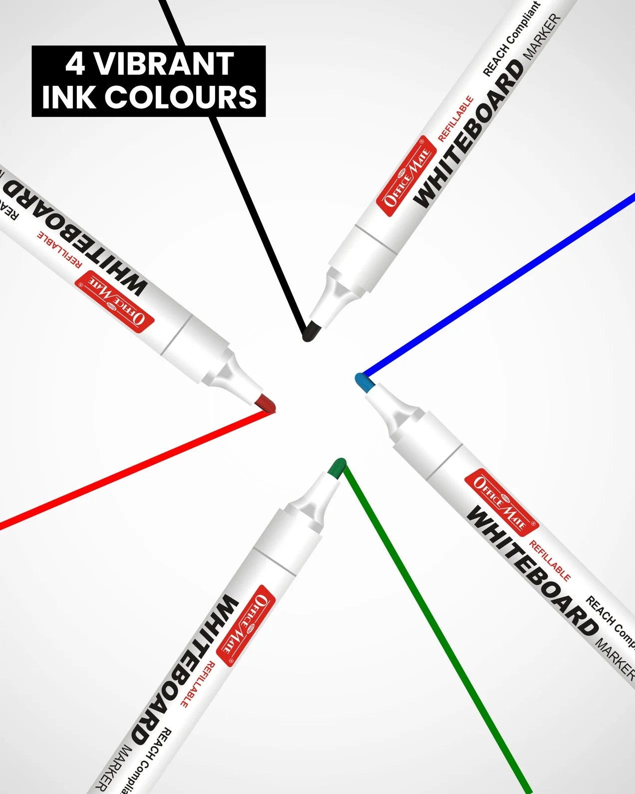 Regular Whiteboard Marker (Cap with a Clip), (10 pcs), Vibrant Colour, Eco-Friendly, Easy to Wipe