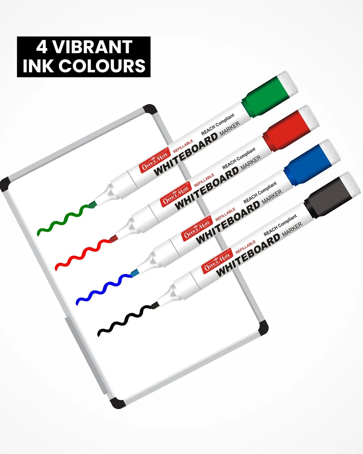 Regular Whiteboard Marker with Duster on cap ( 10 pcs ), Vibrant Colours, Eco-friendly, Easy Wipe