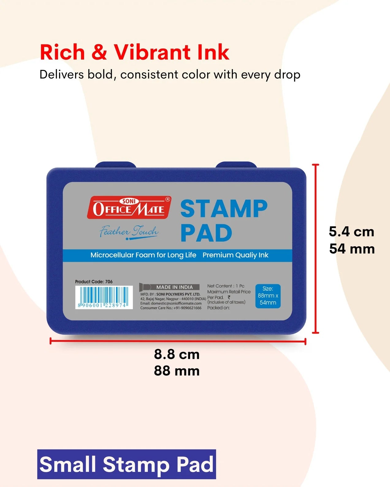 Stamp Pad – Blue, Long-Lasting Impressions, Quick-Drying Ink for Any Project