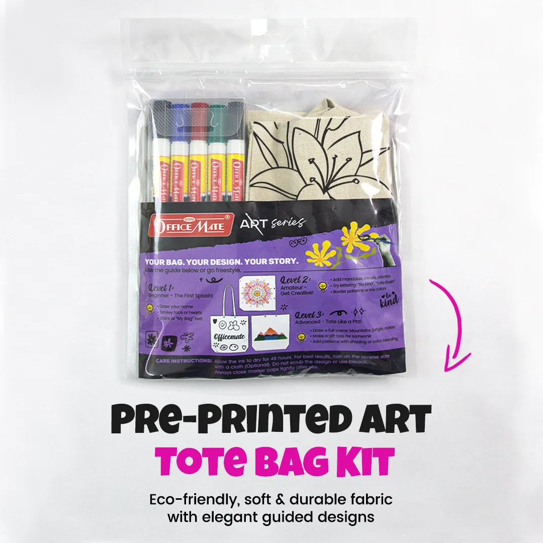 DIY Tote Bag Kit, DIY Art & Craft Kit for Kids, Students & Adults, Safe, Washable & Fun for Home, School, or Gifting