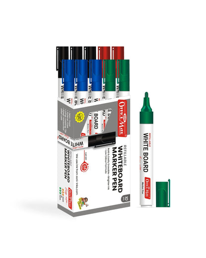 Whiteboard Marker (10 pcs), Vibrant Colours, Eco-friendly, Easy Wipe