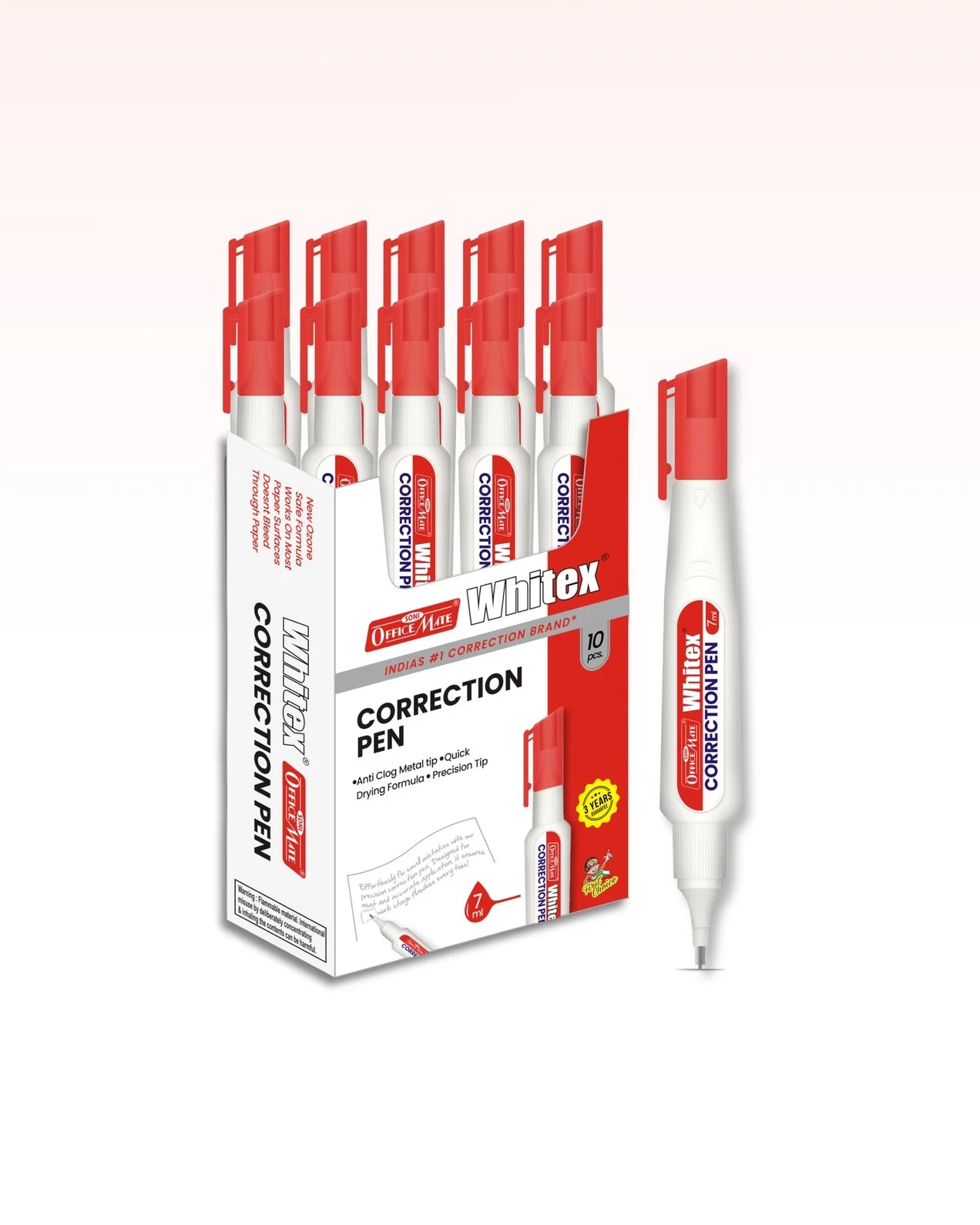 Correction Pen (7ml) – Pack of 10, Instant Drying, Precise Application