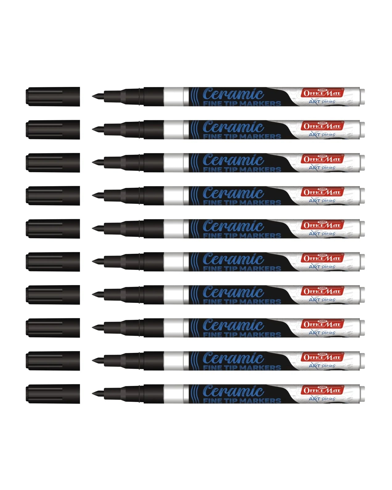 Fine Tip Ceramic Marker Set (10pcs) – Ideal for Ceramic Art, Smudge proof Ink  