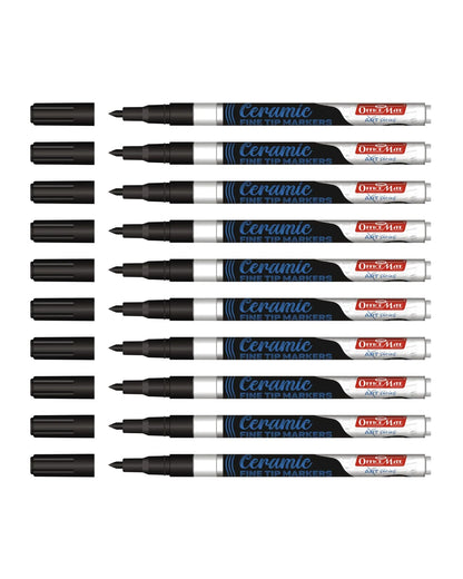 Fine Tip Ceramic Marker Set (10pcs) – Ideal for Ceramic Art, Smudge proof Ink  