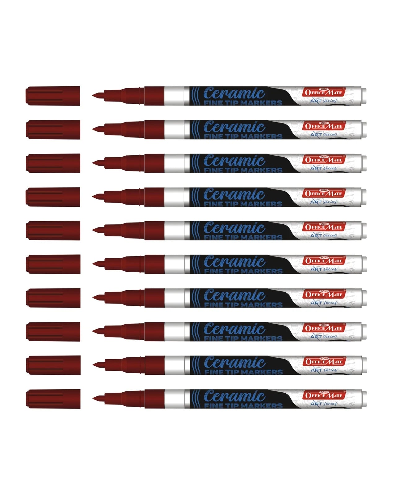 Fine Tip Ceramic Marker Set (10pcs) – Ideal for Ceramic Art, Smudge proof Ink  