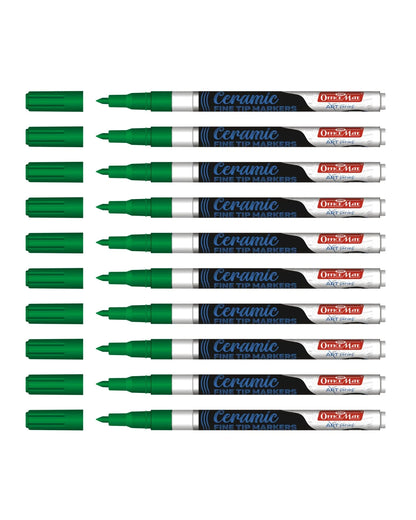 Fine Tip Ceramic Marker Set (10pcs) – Ideal for Ceramic Art, Smudge proof Ink  
