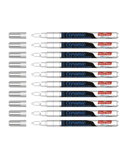 Fine Tip Ceramic Marker Set (10pcs) – Ideal for Ceramic Art, Smudge proof Ink  