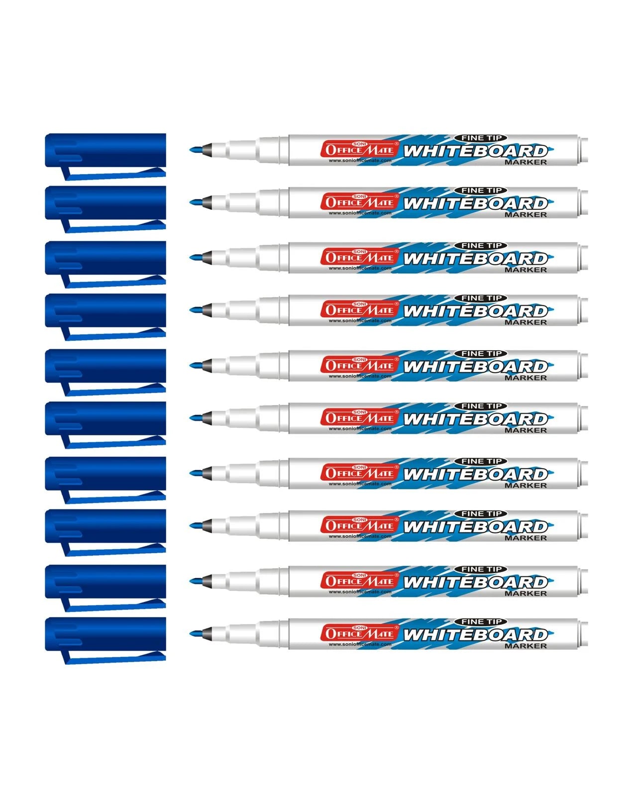 Fine Tip Whiteboard Marker (10 pcs), Extra Precision, Bright Colours, Easy Wipe