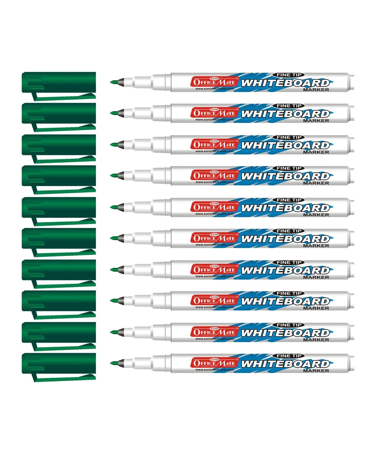 Fine Tip Whiteboard Marker (10 pcs), Extra Precision, Bright Colours, Easy Wipe