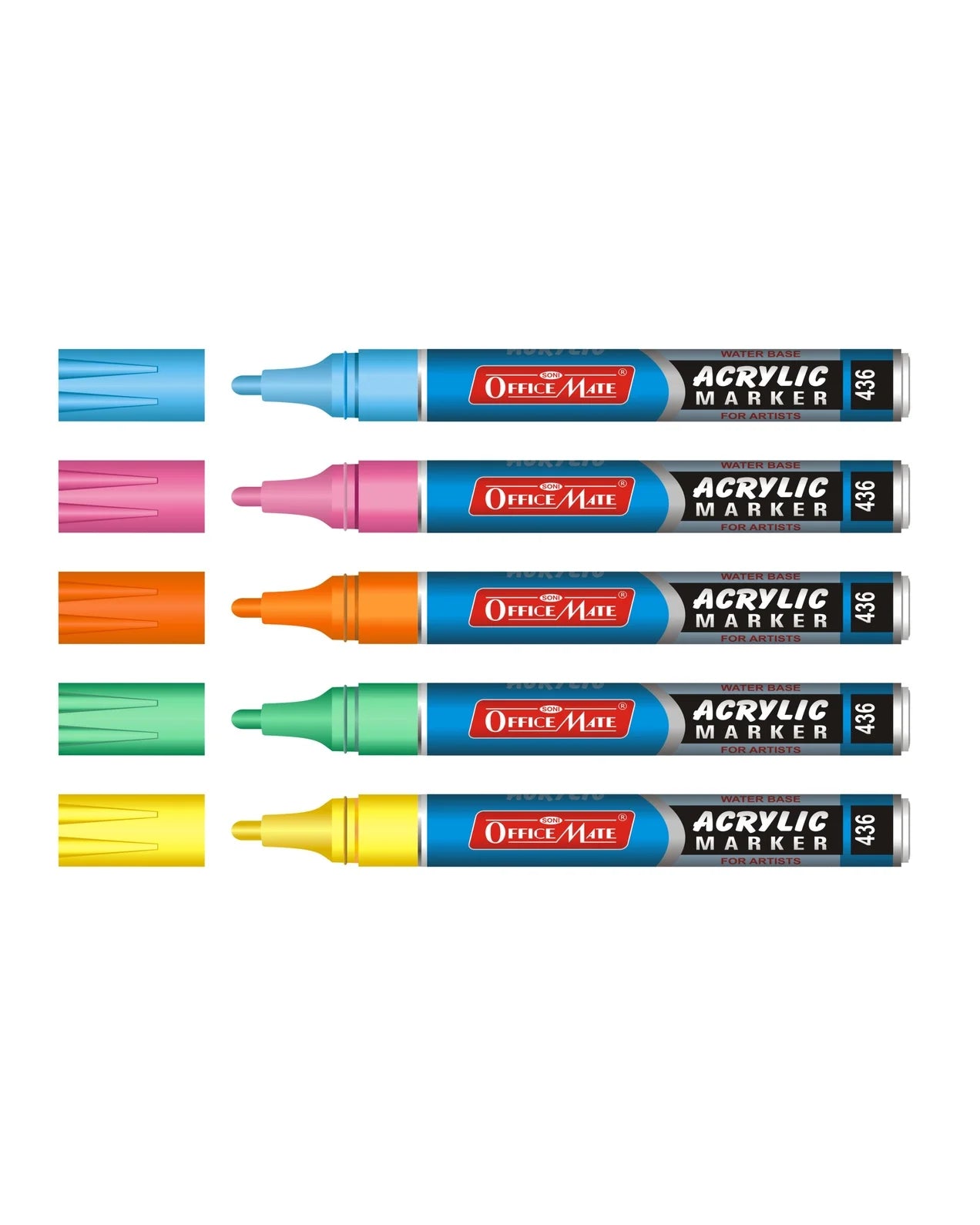 Fluorescent Acrylic Paint Markers (5pcs) – Vivid Colours, Water Based, Versatile Use, Non-Fading