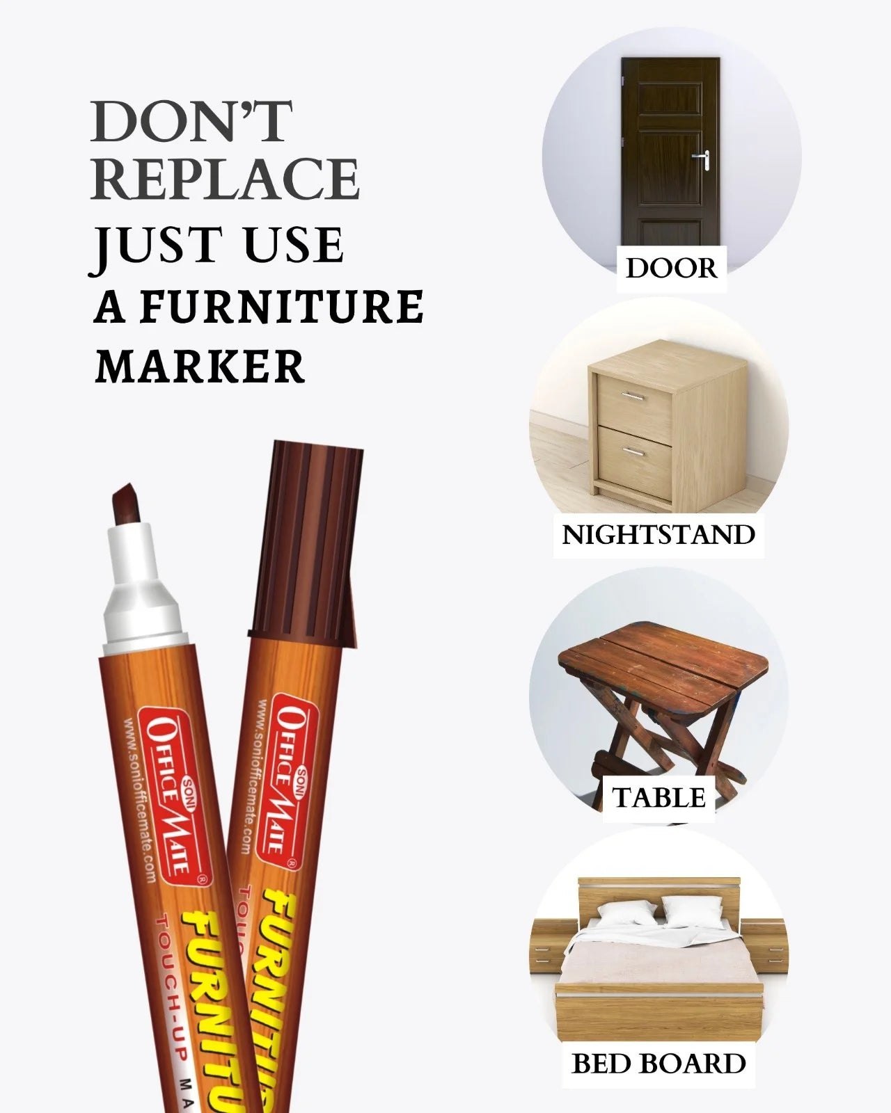 Furniture Markers (5pcs) – Precision Touch-Ups, Rich Wood Tone Colours