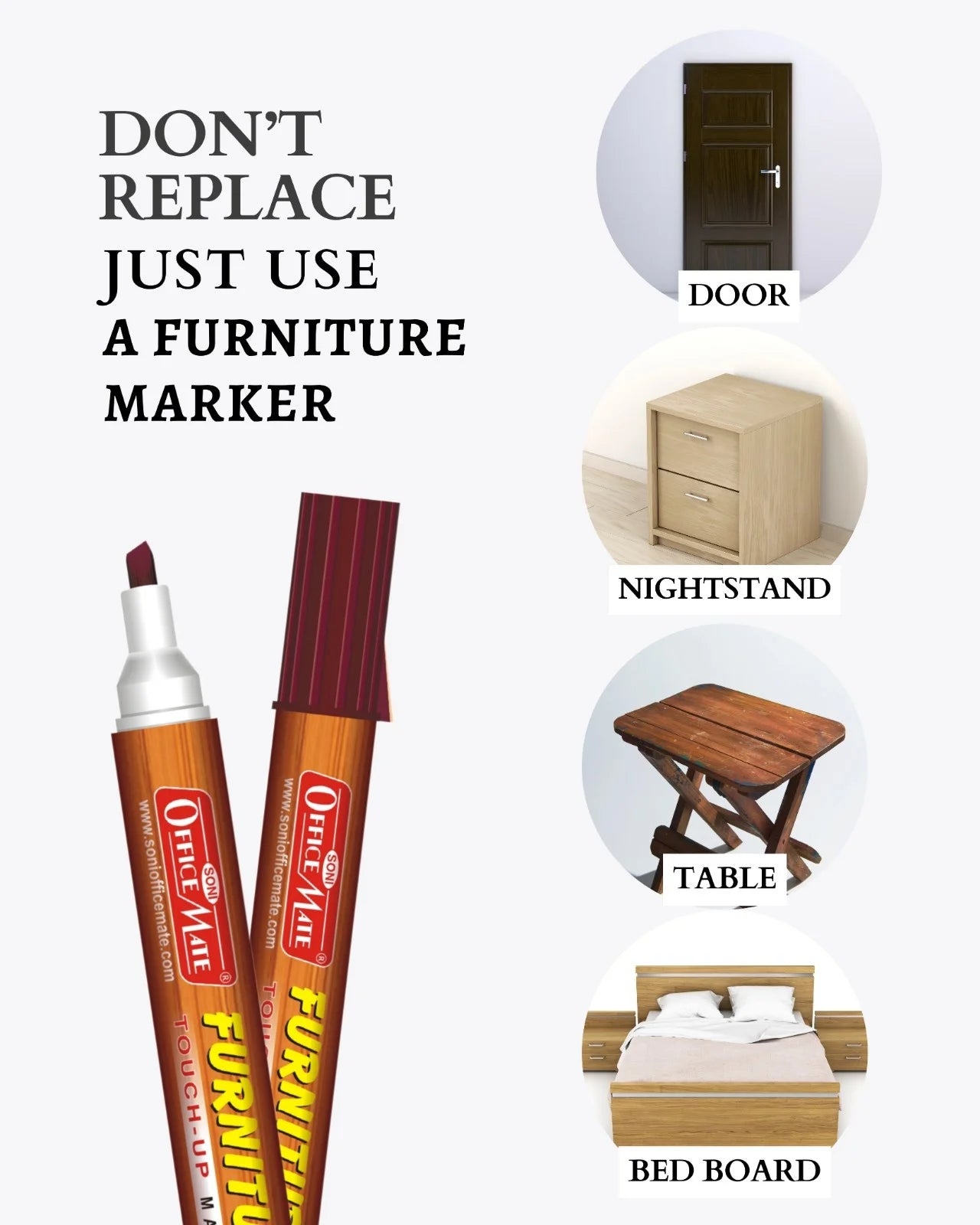 Furniture Markers (5pcs) – Precision Touch-Ups, Rich Wood Tone Colours