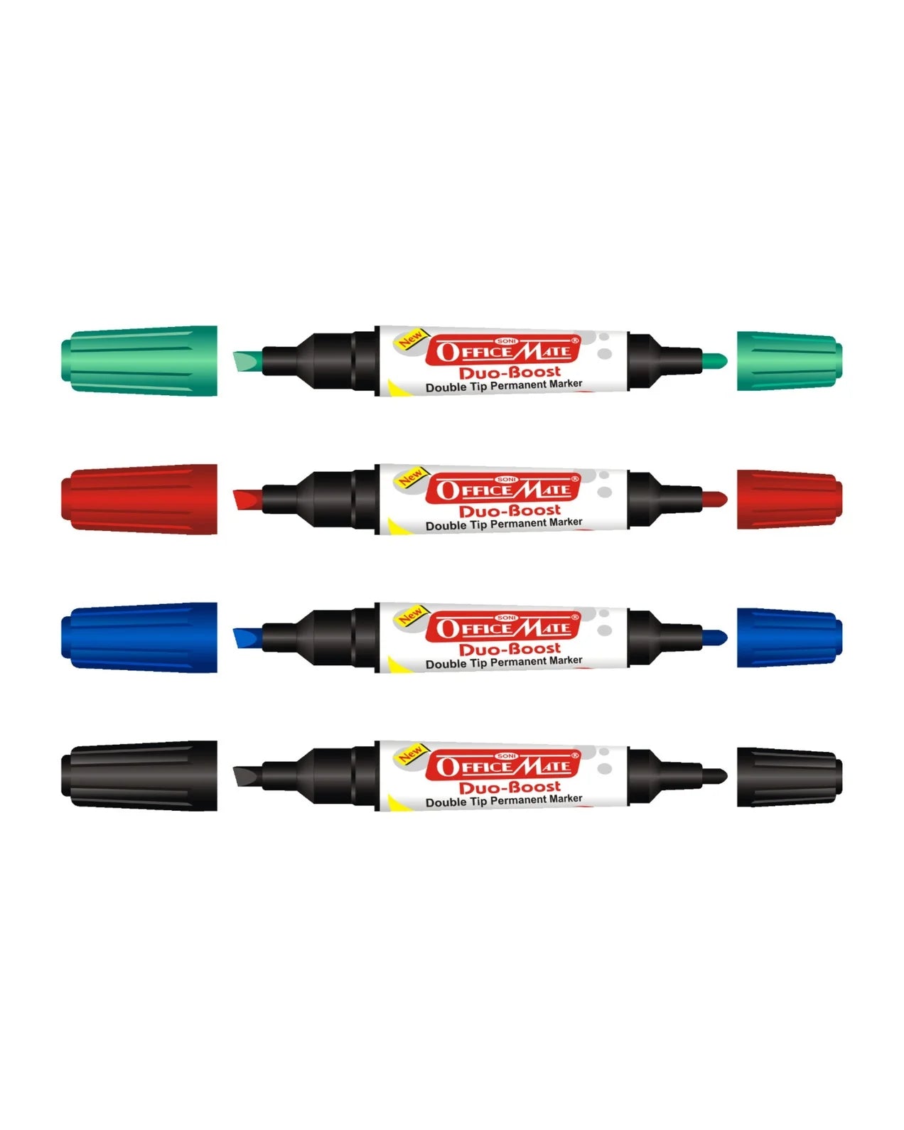 Permanent Marker Double Tip (Bullet + Chisel Tip) – Pack of 10, Quick-Drying, Multi-Surface Marker