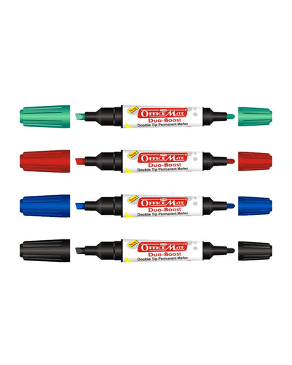 Permanent Marker Double Tip (Bullet + Chisel Tip) – Pack of 10, Quick-Drying, Multi-Surface Marker