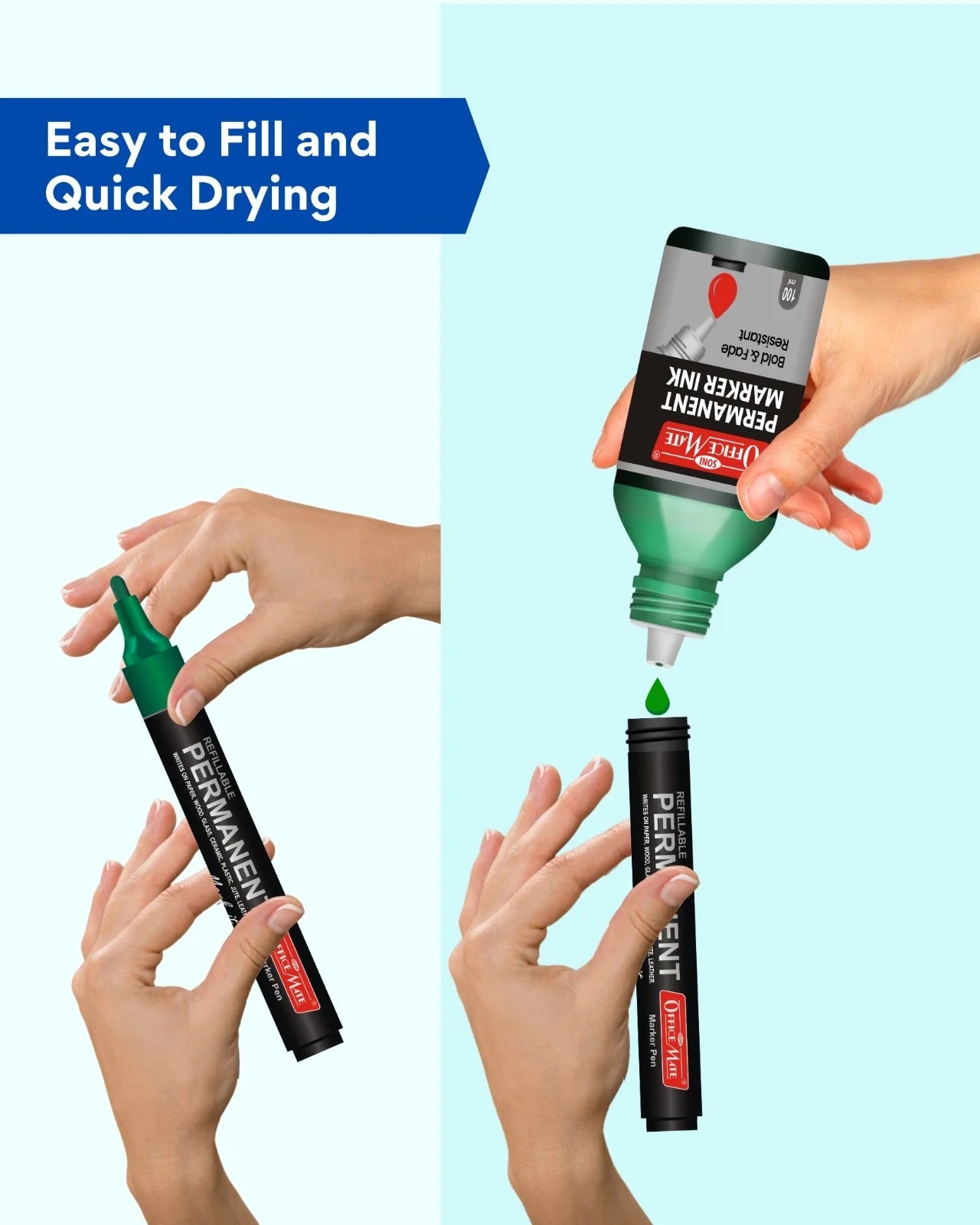 Permanent Marker Refill Ink - 100ml, Quick-Drying, Vibrant Colors