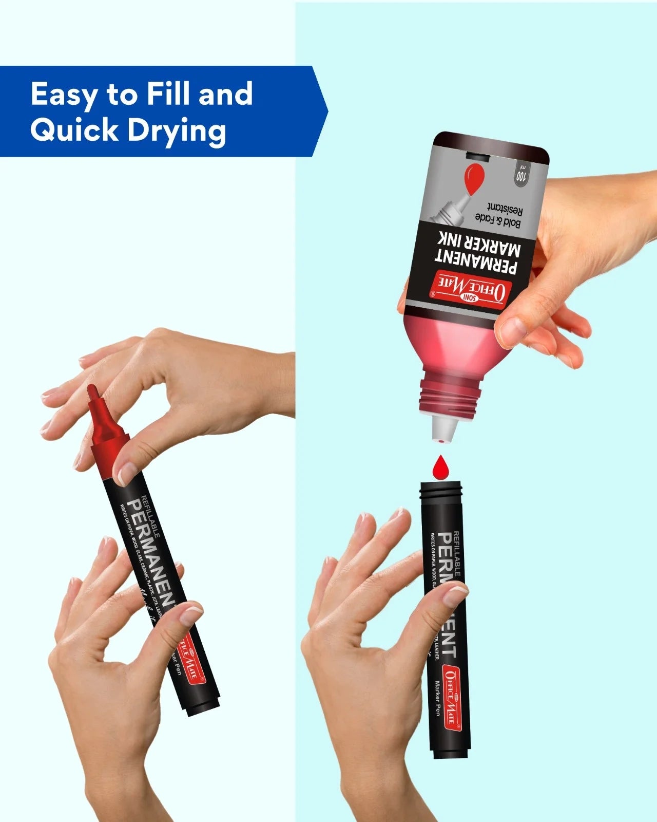 Permanent Marker Refill Ink - 100ml, Quick-Drying, Vibrant Colors