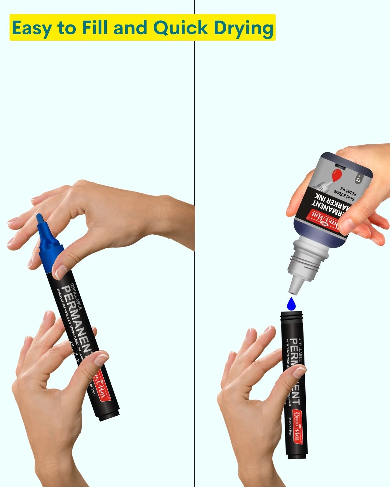 Permanent Marker Refill Ink - 15ml, Quick-Drying, Vibrant Colors