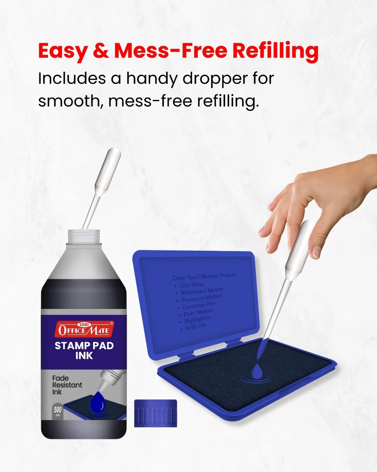 Stamp Pad Refill Ink - 500 ml, Long-Lasting Impressions, Quick-Drying Ink for Any Project
