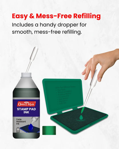 Stamp Pad Refill Ink - 500 ml, Long-Lasting Impressions, Quick-Drying Ink for Any Project