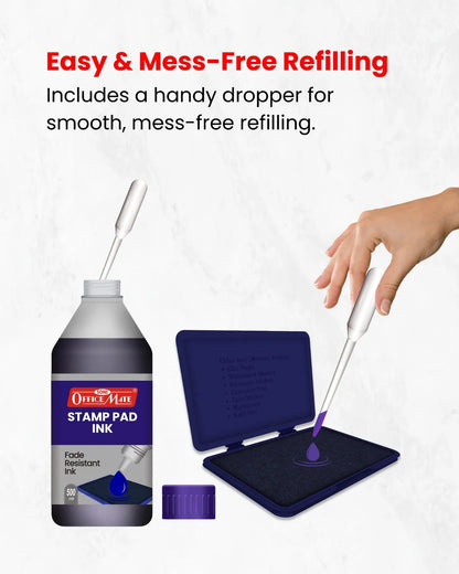 Stamp Pad Refill Ink - 500 ml, Long-Lasting Impressions, Quick-Drying Ink for Any Project